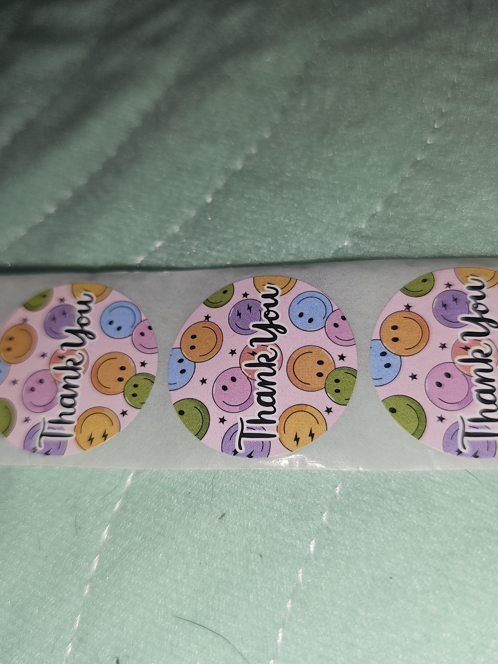 Thank You Smiley Face Party Sticker Seal - Pastel Multicolor